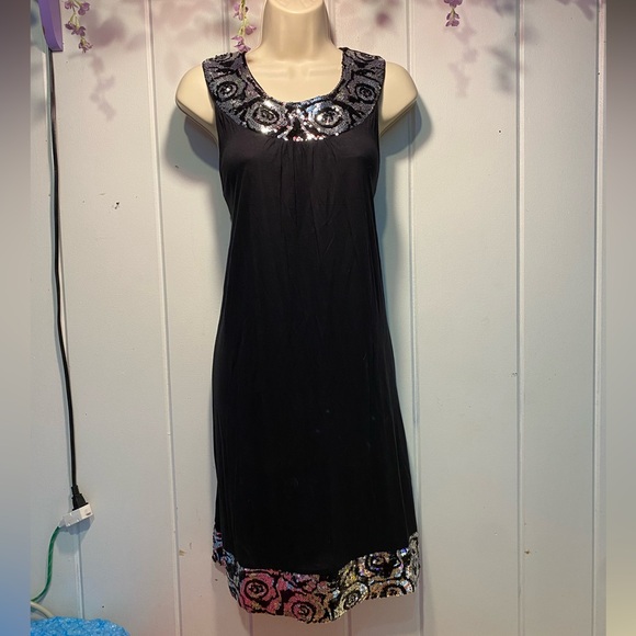 $10 dress sale NWT Cruisewear & Co black cocktail dress, silver sequins size L - Picture 1 of 9